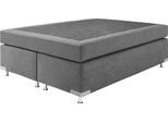 Boxspringbett "Holland", grau, B:142cm L:201cm, Microvelours (100% Polyester), WESTFALIA SCHLAFKOMFORT, Komplettbetten, Boxspringbett, ohne Kopfteil, frei im Raum stellbar