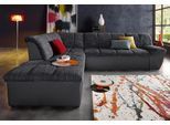 Ecksofa DOMO COLLECTION "Splash, aktuelle Sitz- und Rückensteppung, Materialmix, L-Form", schwarz (schwarz, pepper), B:271cm H:76cm T:232cm, Kunstleder SOFTLUX / Struktur (90% Polyester, 10% Polyacryl);Luxus-Microfaser (100% Polyester) / Struktur (90% Polyester, 10% Polyacryl), Sofas, Ecksofa, wahlweise mit Bettfunktion
