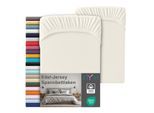 NYVI Edel Jersey Spannbettlaken Deluxe für Matratzen bis 25 cm Steghöhe - 100% Baumwolle supergekämmt, 140g/m², Rundumgummizug Farbe:Creme;Größe:90-100 x 200 cm (2er Set)