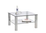 Novel Couchtisch, Klar, Silber, Metall, Glas, quadratisch, eckig, 75x43x75 cm, Wohnzimmer, Wohnzimmertische, Couchtische, Couchtische Glas