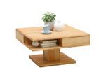 Linea Natura Couchtisch, Eiche, Holz, Eiche, massiv, 2 Schublade(n) Schubladen, quadratisch, eckig, Bodenplatte, 80x47x80 cm, Stauraum, offenes Fach, Wohnzimmer, Wohnzimmertische, Couchtische, Couchtische mit Stauraum