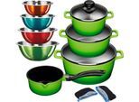 Topf-Set KING "ALUGUSS", bunt, Töpfe, Glasdeckel,Induktion,Keramikantihaftbeschichtung