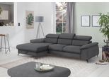 Ecksofa COTTA "Kitty L-Form, B: 242 cm", grau (schwarzgrau), B:244cm H:72cm T:166cm, Microfaser (100% Polyester);Flachgewebe (100% Polyester), Sofas, Ecksofa, mit Kopfteilverstellung, optional Bettfunktion & Bettkasten