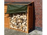Kaminholzregal-Erweiterung PROMADINO, braun (honigbraun), B:119,5cm H:148cm T:68cm, Holzwerkstoff, Kaminholzlager, mit Wetterschutz