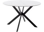 Esstisch MCA FURNITURE "UBATE Vierfußtisch", weiß (weiß marmoriert, schwarz matt lackiert, weiß marmoriert), B:120cm H:76cm T:120cm, Keramik / Natursteinoptik 12 mm;Gestell: Metall, schwarz matt lackiert, Tische, Esstisch, Keramik, Metall, weiß marmoriert, dining table, 4-6 Personen