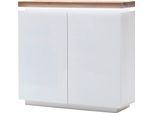 Highboard MCA FURNITURE "Romina", weiß (weiß matt), B:120cm H:114cm T:40cm, MDF, Massivholz, Sideboards, Highboard, mit LED Beleuchtung weiß dimmbar, inkl. Fernbedienung
