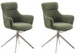 Esszimmerstuhl MCA FURNITURE "PELION", grün (olive, edelstahl, olive), B:62cm H:90cm T:62cm, Polyester, Stühle, Esszimmerstuhl, (2er-Set), drehbar 360, Dreh- & Schwingfunktion, Sitzhöhe ca. 50 cm