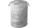 Wäschekorb SANILO "Beton", grau, B:40cm H:50cm T:40cm Ø:40cm, Polyester, Wäschesammler, Wäschekorb, kräftige Farben, samtweiche Oberfläche, mit Deckel