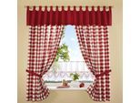 Vorhang STICKEREIEN PLAUEN "Durach" Gr. 3, rot, B:130cm H:145cm, Polyester, Gardinen