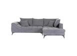 Stylife Ecksofa, Grau, Metall, 3-4-Sitzer, Füllung: Schaumstoffflocken,Schaumstoff, Ottomane rechts, L-Form, 307x224 cm, Stoffauswahl, seitenverkehrt erhältlich, Rücken echt, Armteil links, rechts, Wohnzimmer, Sofas & Couches, Wohnlandschaften, Ecksofas