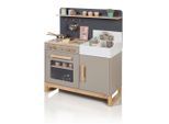 Musterkind Kinderküche , Grau, Naturfarben , Holz, Holzwerkstoff , 36x90x76 cm , EN 71, CE , Spielzeug, Holzspielzeug