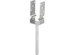 U-Pfostenträger ALBERTS, grau (feuerverzinkt), B:7,1cm T:6cm, Stahl, Bodenanker, feuerverzinkt, lichte Breite 71 mm