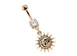 Bauchnabelpiercing ADELIA´S "Piercing Piercing Bauchnabelpiercing", Damen, Gr. onesize, gold, Chirurgiestahl, Piercings, 316l Stahl Banane -mit Sonne und Mond - rosegold
