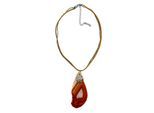 Kette mit Anhänger ALLGÄU REBELL "Gretl", Damen, Gr. onesize, Bernstein, braun, Basic, Halsketten, mit Edelweiß