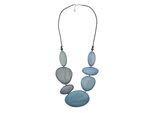 Lange Kette "Benisha", Damen, Gr. onesize, Holz, blau, COLLEZIONE ALESSANDRO, Basic, Halsketten, flache Holzperlen in verschiedenen Größen und Formen