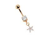 Bauchnabelpiercing ADELIA´S "Piercing Piercing Bauchnabelpiercing", Damen, Gr. onesize, gold, Chirurgiestahl, Piercings, 316l Stahl Banane - Anhänger mit Stern - rosegold