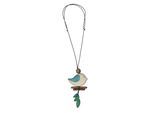 Lange Kette "Birdy", Damen, Gr. onesize, Holz, blau (türkis), COLLEZIONE ALESSANDRO, Basic, Halsketten, mit großem Vogelanhänger