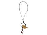 Lange Kette "Desna", Damen, Gr. onesize, Holz, braun, COLLEZIONE ALESSANDRO, Basic, Halsketten, mit Vogel und Ring aus Holz als Anhänger
