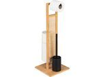 WC-Garnitur WENKO "Rivalta Allegre", braun (braun, braun, schwarz), B:25cm H:73cm L:25cm, Bambus, Edelstahl, Stahl, Reinigungsbürsten, aus Rattan und Bambus