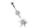 Bauchnabelpiercing ADELIA´S "Piercing Bauchnabelpiercing", silber, Piercings, Damen, onesize, Chirurgiestahl, mit 8 mm gefasstem Cubic Zirkonia und Anhänger