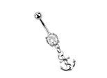 Bauchnabelpiercing ADELIA´S "Piercing Piercing Bauchnabelpiercing", Damen, Gr. onesize, transparent (klar), Chirurgiestahl, Piercings, 316l Stahl Banane - Anhänger mit Anker
