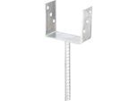 U-Pfostenträger ALBERTS, grau (feuerverzinkt), B:12,1cm T:6cm, Stahl, Bodenanker, feuerverzinkt, lichte Breite 121 mm, Länge Betonanker 200 mm
