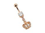 Bauchnabelpiercing ADELIA´S "Piercing Piercing Bauchnabelpiercing", Damen, Gr. onesize, gold, Chirurgiestahl, Piercings, 316l Stahl Banane - Anhänger mit Krone - rosegold