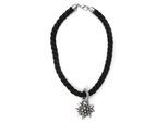 Collier ALLGÄU REBELL "Marlene", Damen, Gr. onesize, Textil, schwarz, Basic, Halsketten Collier, mit Edelweißanhänger