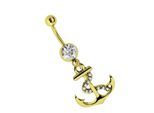 Bauchnabelpiercing ADELIA´S "Piercing Piercing Bauchnabelpiercing", Damen, Gr. onesize, gold, Chirurgiestahl, Piercings, 316l Stahl Banane 18 kt vergoldet Anker
