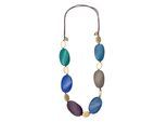 Lange Kette "Marife", Damen, Gr. onesize, Holz, blau, COLLEZIONE ALESSANDRO, Basic, Halsketten, aus ovalen Holzperlen gedädelt