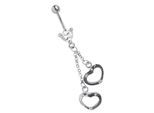 Bauchnabelpiercing ADELIA´S "Piercing Bauchnabelpiercing", transparent (klar), Piercings, Damen, onesize, Titan, Mit Handschellen in Form eines Herzes