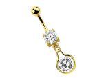 Bauchnabelpiercing ADELIA´S "Piercing Piercing Bauchnabelpiercing", Damen, Gr. onesize, gold, Chirurgiestahl, Piercings, 316l Stahl goldene Banane - Anhänger mit rundem Kristall