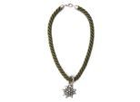Collier ALLGÄU REBELL "Marlene", Damen, Gr. onesize, Textil, grün (oliv), Basic, Halsketten Collier, mit Edelweißanhänger