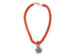 Collier ALLGÄU REBELL "Marlene", Damen, Gr. onesize, Textil, orange, Basic, Halsketten Collier, mit Edelweißanhänger