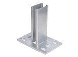 Pfostenträger ALBERTS, silber (silberfarben), B:15cm, Stahl, Bodenanker, für Zaunpfosten 60x40 mm für Doppelstabmatten, Platte 150x100 mm