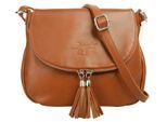 Umhängetasche SAMANTHA LOOK, Mädchen, Gr. B/H/T: 24cm x 19cm x 8cm onesize, braun (cognac), Leder, leicht glänzend, unifarben, Taschen Umhängetasche, echt Leder, Made in Italy