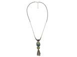 Lange Kette "Agata", Damen, Gr. onesize, Glas, grün, COLLEZIONE ALESSANDRO, Basic, Halsketten, mit vielen Metallkettchen am Anhänger