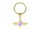Intimpiercing ADELIA´S "Piercing Intimpiercing", Damen, Gr. 10, lila, Chirurgiestahl, Piercings, Intimpiercing Ring PVD Gold Anhänger mit Flügel und Herz