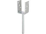 U-Pfostenträger ALBERTS, grau (feuerverzinkt), B:7,1cm T:6cm, Stahl, Bodenanker, feuerverzinkt, lichte Breite 71 mm, Länge Betonanker 200 mm