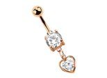 Bauchnabelpiercing ADELIA´S "Piercing Bauchnabelpiercing", rosa (rosegold), Piercings, Damen, onesize, Chirurgiestahl, mit zwei 8 mm gefassten Steinen