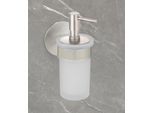 Seifenspender "»Meleto«", silber (silberfarben matt), Edelstahl, Glas, SCHÖNER WOHNEN-KOLLEKTION, Dosierspender, Seifenspender, aus Edelstahl, satinierter Glaseinsatz, zum Kleben oder Bohren