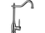 Küchenarmatur SCHOCK "Resi", grau (edelstahl), B:20,5cm H:31cm Ø:5cm, Edelstahl, Armaturen, Festauslauf, Flüsterperlator, Schwenkbereich 360