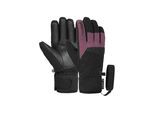Skihandschuhe REUSCH "Malone R-TEX XT", Damen, Gr. 9.5, schwarz, lila, 82% Polyester, 10% Lederimitat, 8% Wolle, unifarben, Handschuhe, mit wasserdichter, atmungsaktiver Funktion