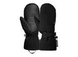 Fäustlinge REUSCH "Reusch Alena R-TEX XT Mitten", Damen, Gr. 6, schwarz, silberfarben, 87% Polyester, 11% Lederimitat, 2% Elasthan, unifarben, Handschuhe Fäustlinge, in atmungsaktiver und wasserfester Qualität