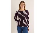 Langarmshirt CECIL, Damen, Gr. XL (44), lila (eggplant rot), Stoff, 63% Polyamid, 24% Polyester, 13% Viskose, comfort fit normal, U-Boot-Ausschnitt, abgesteppt, Shirts Langarmshirt, aus softem Materialmix