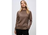 Strickpullover STREET ONE, Damen, Gr. 40, silk braun meliert, Stoff, 33% Polyester, 31% Polyacryl, 24% Baumwolle, 12% Polyamid, unifarben, normal normal, U-Boot-Ausschnitt, Rippbündchen, Pullover Strickpullover, mit U-Boot-Ausschnitt