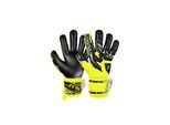 Torwarthandschuhe REUSCH "Attrakt Freegel Silver", Damen, Gr. 9, silber (gelb, silberfarben), 51% Elastodien, 34% Polyester, 5% Lederimitat, mehrfarbig, Handschuhe, mit Evolution Negative Cut