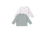 Langarmshirt LILIPUT, Mädchen, Gr. 74/80, grün (weiß, grün), 95% Baumwolle, 5% Polyester, gestreift, normal, Rundhals, Shirts Langarmshirt, mit praktischen Druckknöpfen im 2er-Pack
