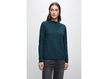 Strickpullover STREET ONE, Damen, Gr. 36, tide blau, Stoff, 33% Polyester, 31% Polyacryl, 24% Baumwolle, 12% Polyamid, unifarben, normal normal, U-Boot-Ausschnitt, Rippbündchen, Pullover Strickpullover, mit U-Boot-Ausschnitt