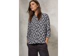 Langarmbluse CECIL, Damen, Gr. S (38), grau (deep charcoal grau), Stoff, 100% Viskose, bedruckt, gerade normal, V-Ausschnitt, Bündchen, Blusen, mit Knopfleiste